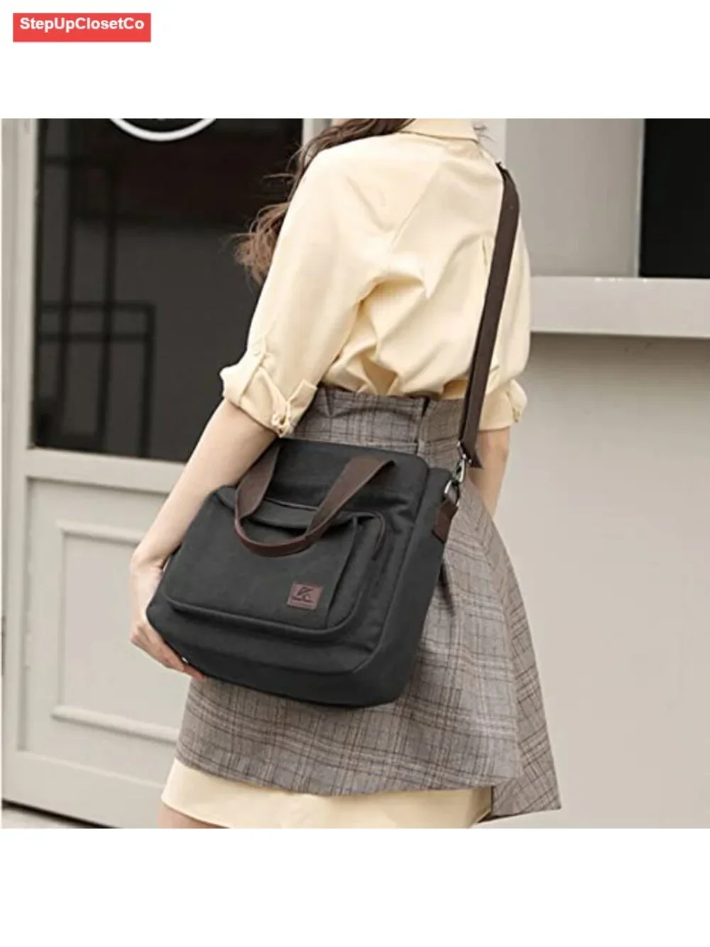 Multipocket Canvas Tote Purse Shoulder Crossbody Bag Work Travel Handbag